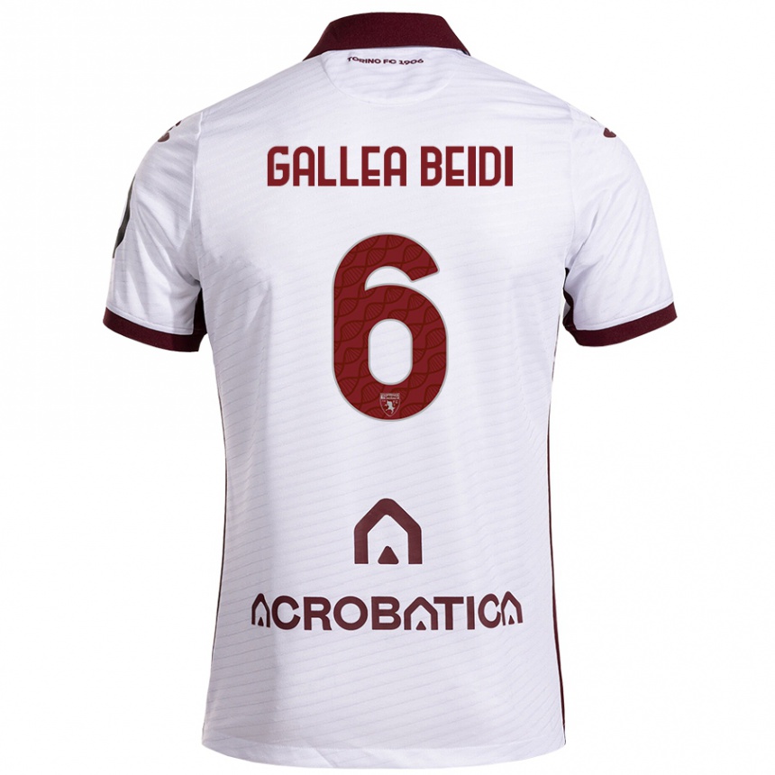 Niño Fútbol Camiseta Francesco Gallea Beidi #6 Blanco Granate 2ª Equipación 2024/25 Argentina