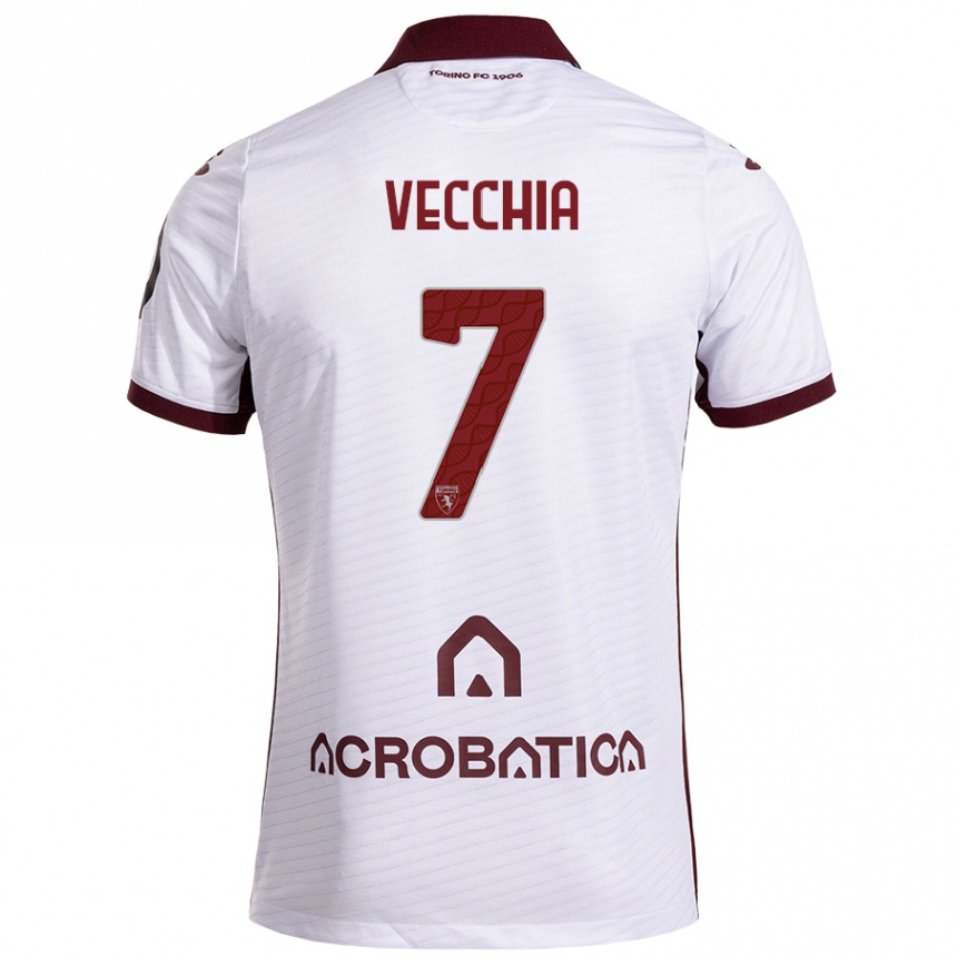 Niño Fútbol Camiseta Marco Dalla Vecchia #7 Blanco Granate 2ª Equipación 2024/25 Argentina