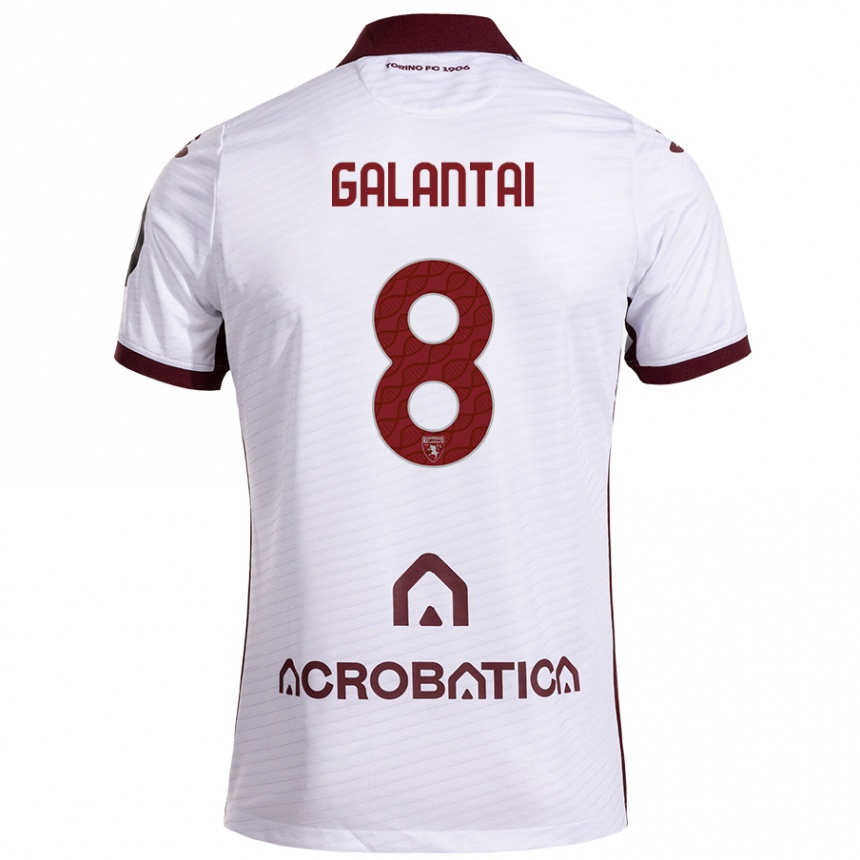 Niño Fútbol Camiseta Tamás Galántai #8 Blanco Granate 2ª Equipación 2024/25 Argentina