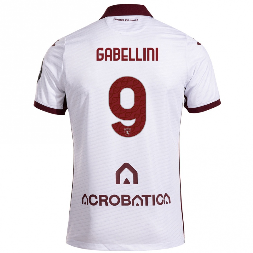 Niño Fútbol Camiseta Tommaso Gabellini #9 Blanco Granate 2ª Equipación 2024/25 Argentina