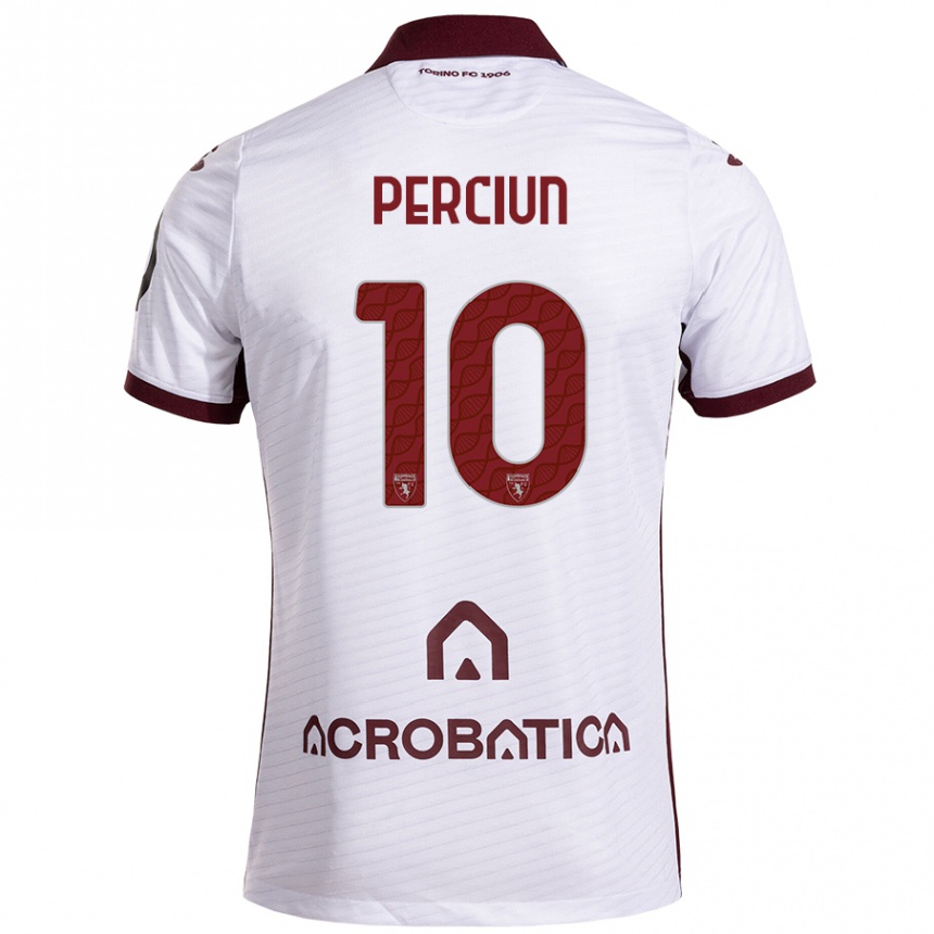 Niño Fútbol Camiseta Sergiu Perciun #10 Blanco Granate 2ª Equipación 2024/25 Argentina