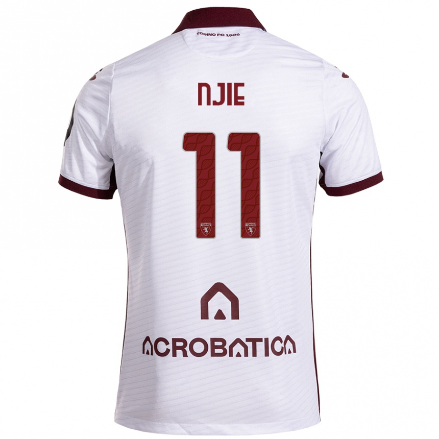 Niño Fútbol Camiseta Alieu Njie #11 Blanco Granate 2ª Equipación 2024/25 Argentina