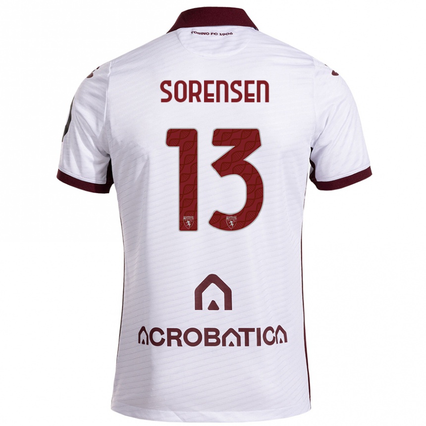 Niño Fútbol Camiseta Ben Sørensen #13 Blanco Granate 2ª Equipación 2024/25 Argentina