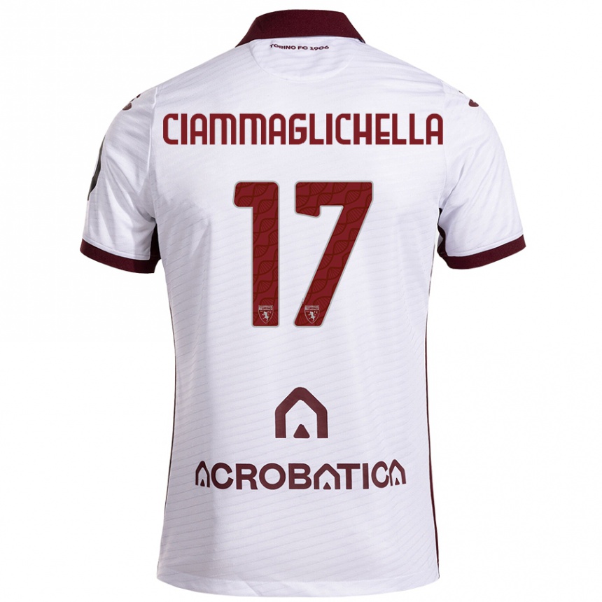 Niño Fútbol Camiseta Aaron Ciammaglichella #17 Blanco Granate 2ª Equipación 2024/25 Argentina