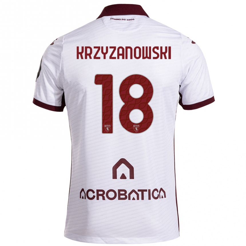 Niño Fútbol Camiseta Jakub Krzyzanowski #18 Blanco Granate 2ª Equipación 2024/25 Argentina