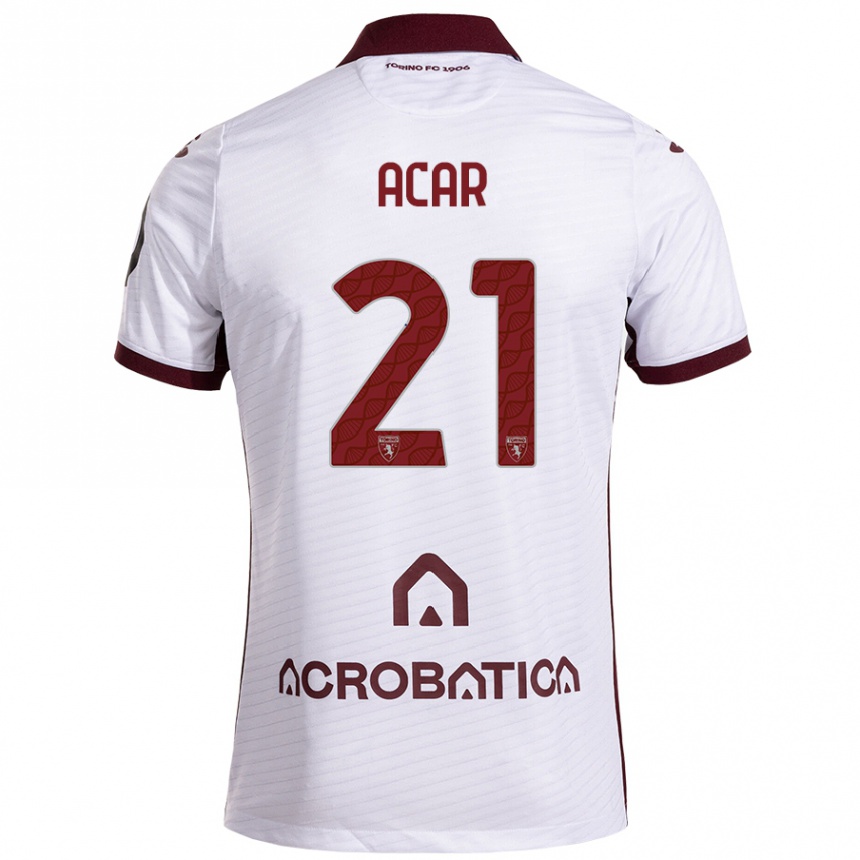 Niño Fútbol Camiseta Emirhan Acar #21 Blanco Granate 2ª Equipación 2024/25 Argentina