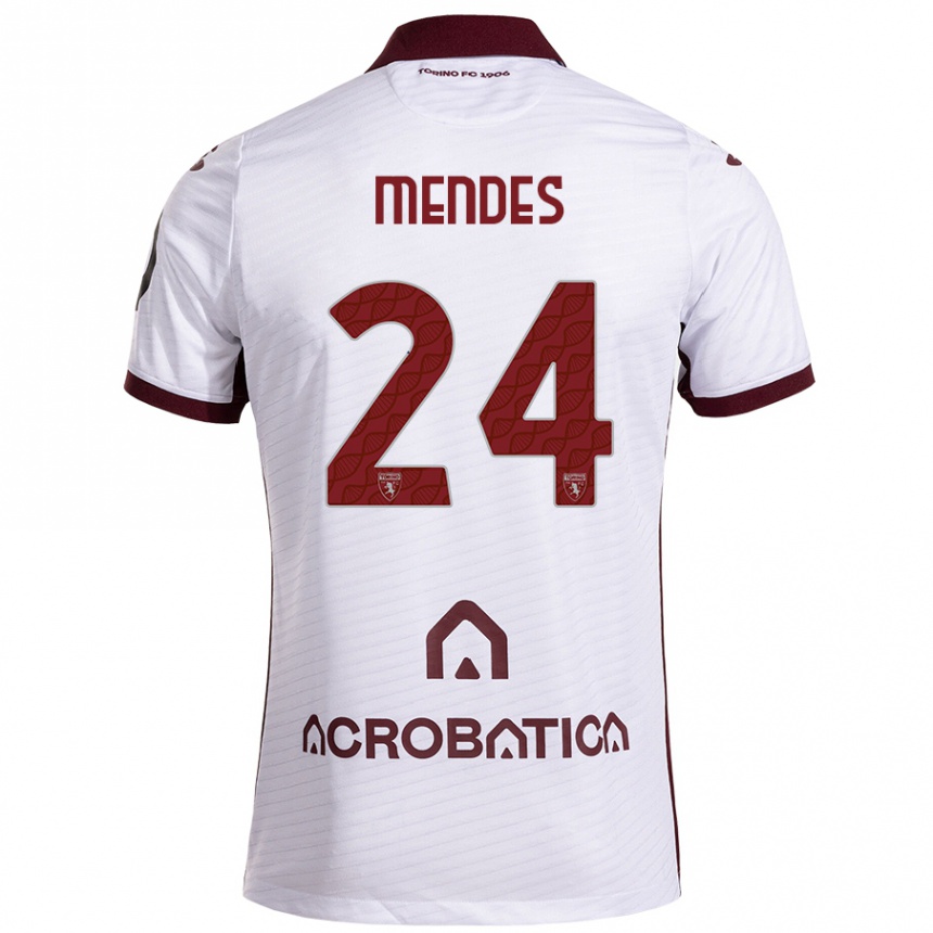 Niño Fútbol Camiseta Rodrigo Mendes #24 Blanco Granate 2ª Equipación 2024/25 Argentina