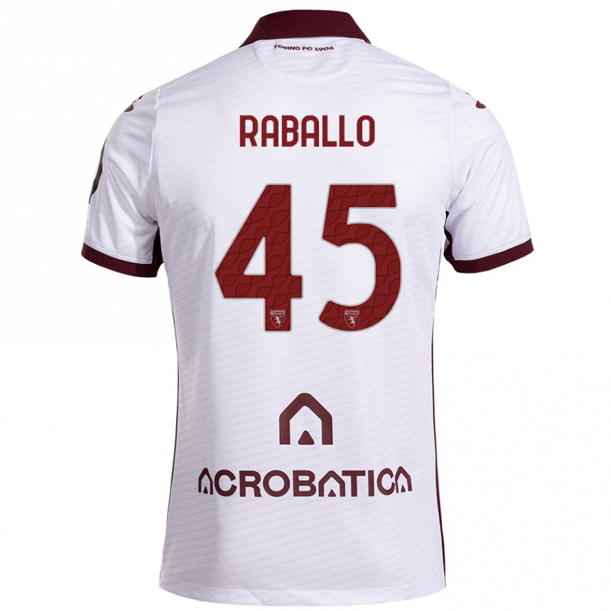 Niño Fútbol Camiseta Alessio Raballo #45 Blanco Granate 2ª Equipación 2024/25 Argentina