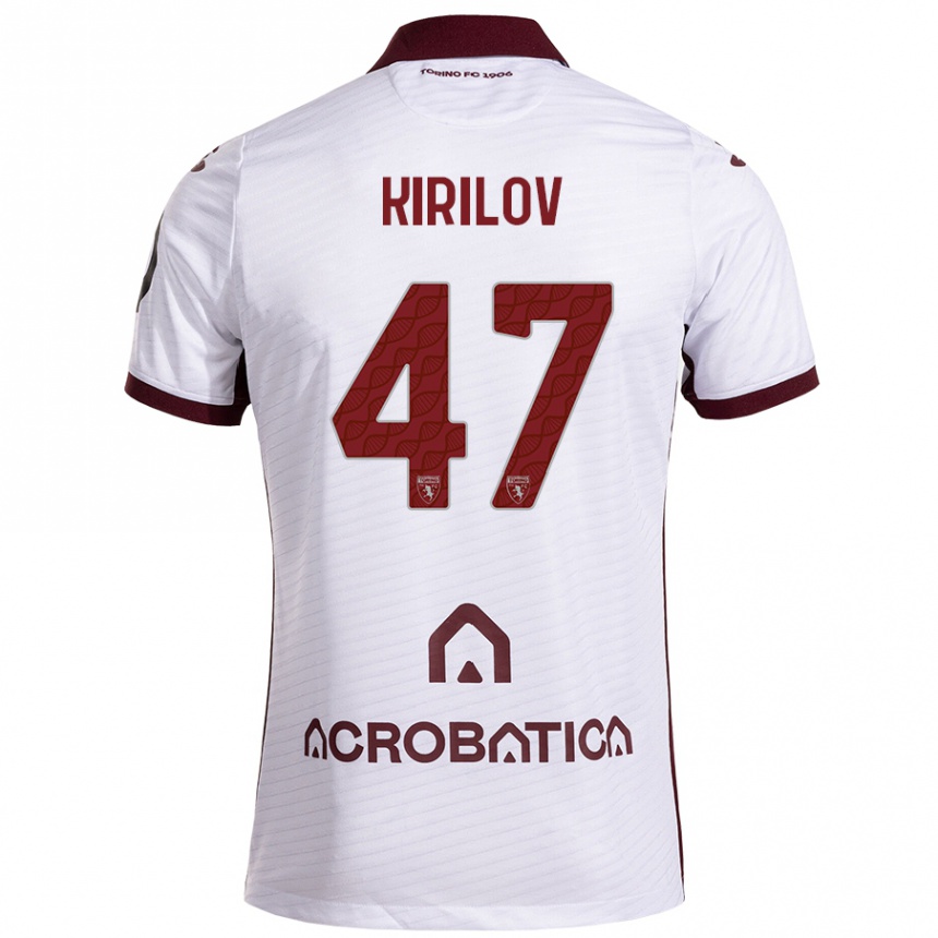 Niño Fútbol Camiseta Martin Kirilov #47 Blanco Granate 2ª Equipación 2024/25 Argentina