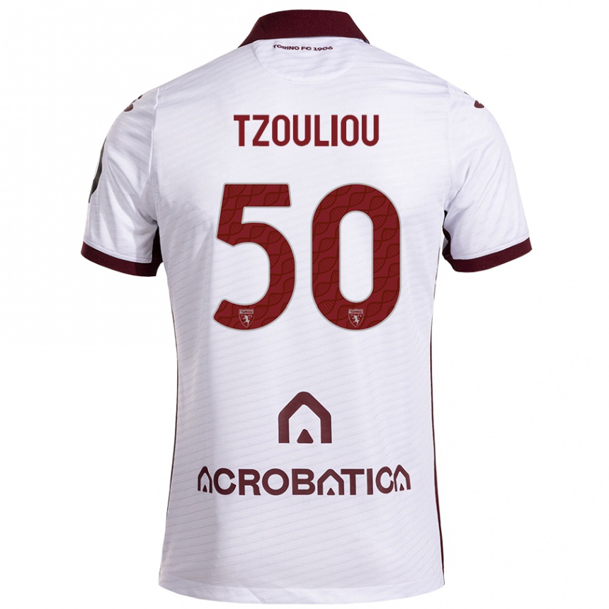 Niño Fútbol Camiseta Dimitrianos Tzouliou #50 Blanco Granate 2ª Equipación 2024/25 Argentina