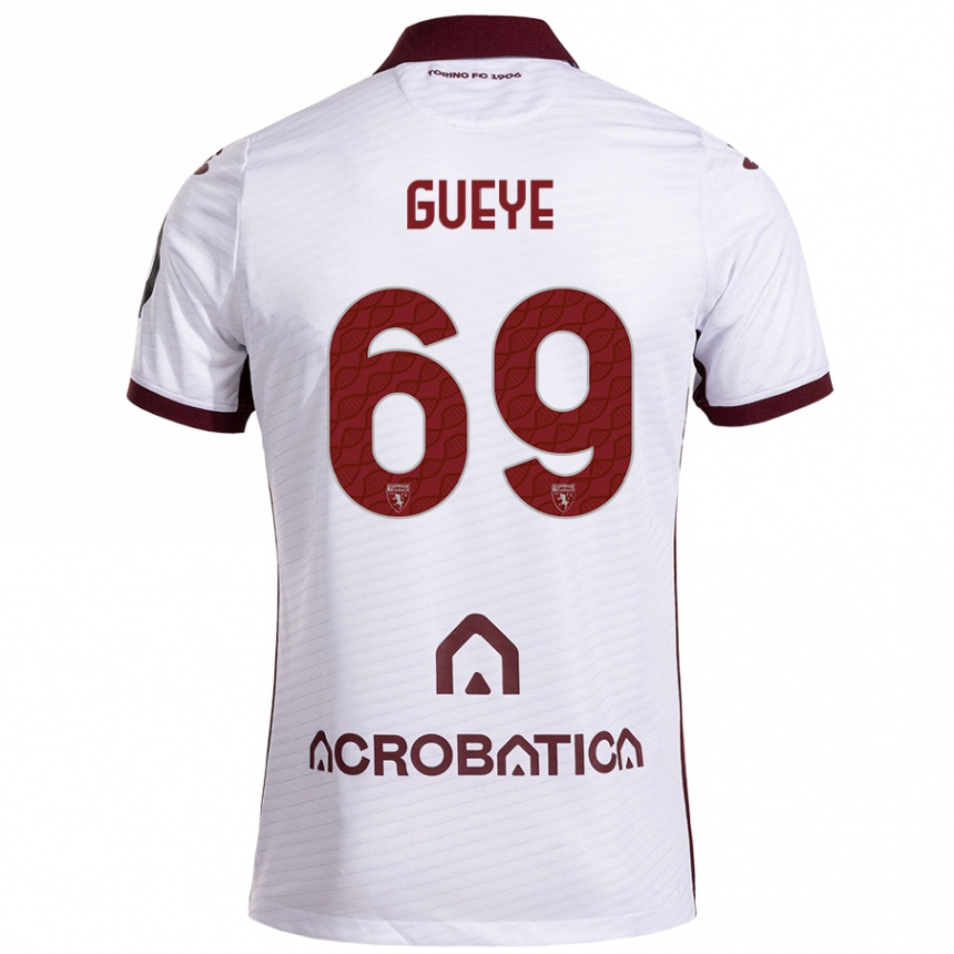 Niño Fútbol Camiseta Ousmane Gueye #69 Blanco Granate 2ª Equipación 2024/25 Argentina