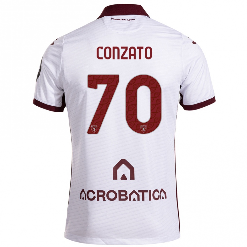 Niño Fútbol Camiseta Filippo Conzato #70 Blanco Granate 2ª Equipación 2024/25 Argentina