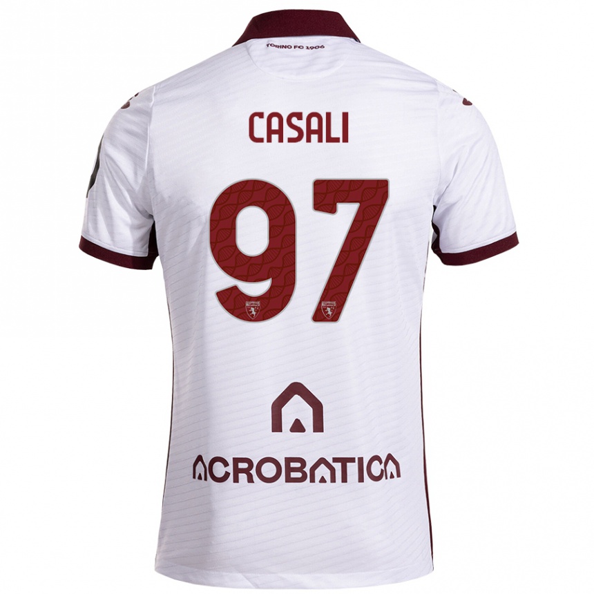 Niño Fútbol Camiseta Michele Casali #97 Blanco Granate 2ª Equipación 2024/25 Argentina