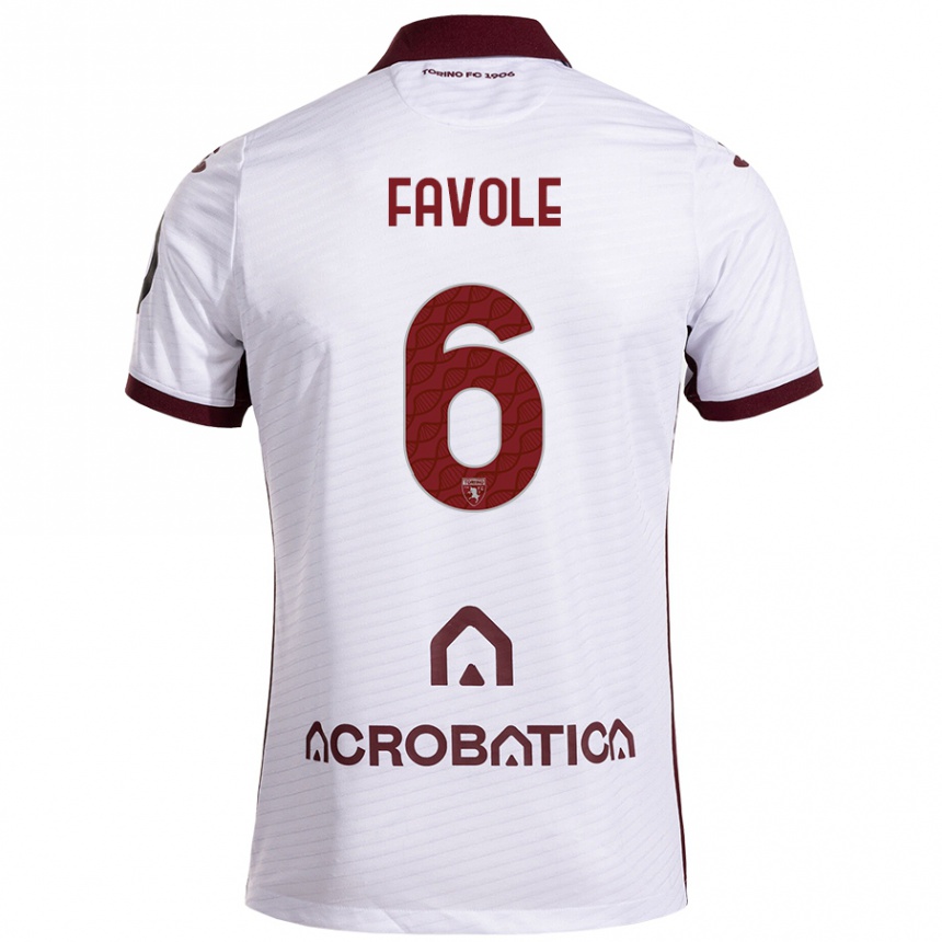 Niño Fútbol Camiseta Stefania Favole #6 Blanco Granate 2ª Equipación 2024/25 Argentina