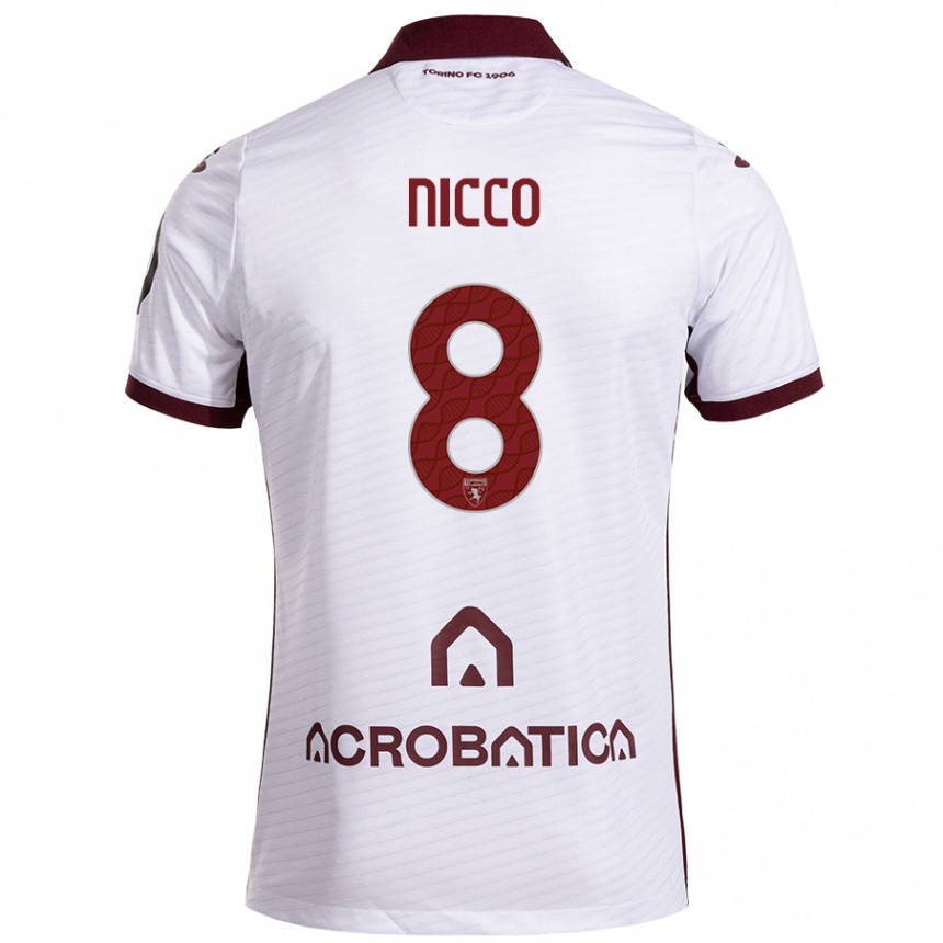 Niño Fútbol Camiseta Giada Nicco #8 Blanco Granate 2ª Equipación 2024/25 Argentina