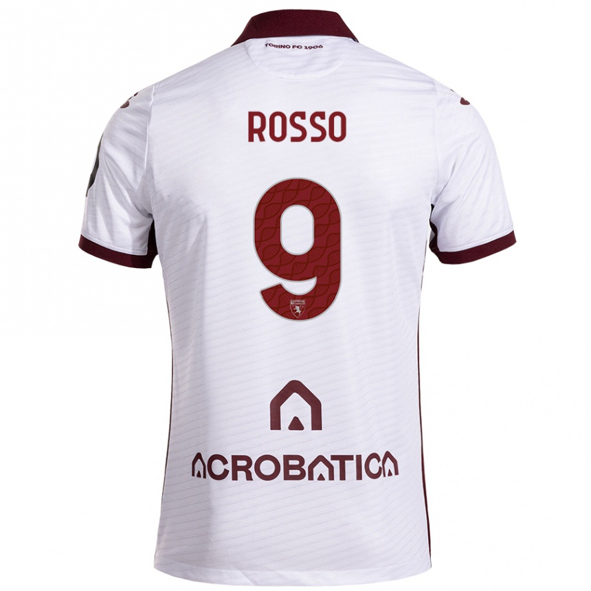 Niño Fútbol Camiseta Eleonora Rosso #9 Blanco Granate 2ª Equipación 2024/25 Argentina