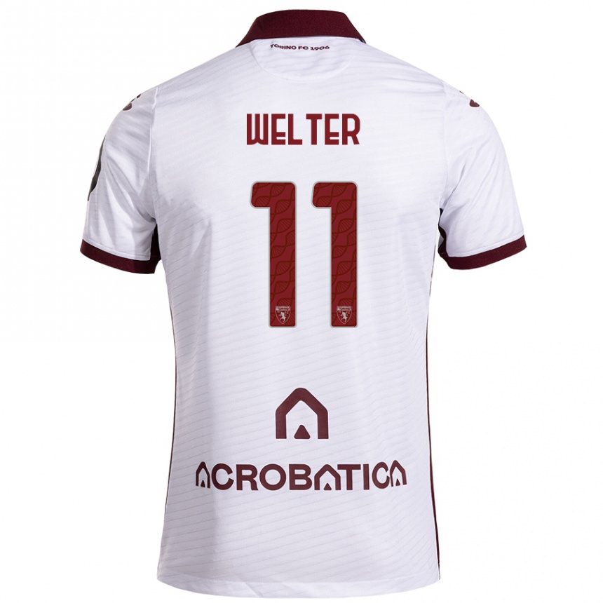 Niño Fútbol Camiseta Francesca Welter #11 Blanco Granate 2ª Equipación 2024/25 Argentina