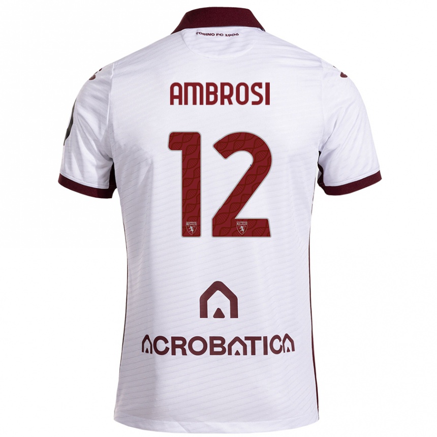 Niño Fútbol Camiseta Martina Ambrosi #12 Blanco Granate 2ª Equipación 2024/25 Argentina