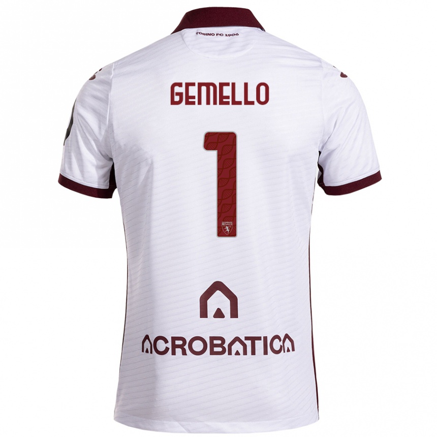 Niño Fútbol Camiseta Luca Gemello #1 Blanco Granate 2ª Equipación 2024/25 Argentina