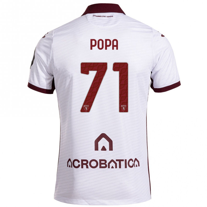 Niño Fútbol Camiseta Mihai Popa #71 Blanco Granate 2ª Equipación 2024/25 Argentina