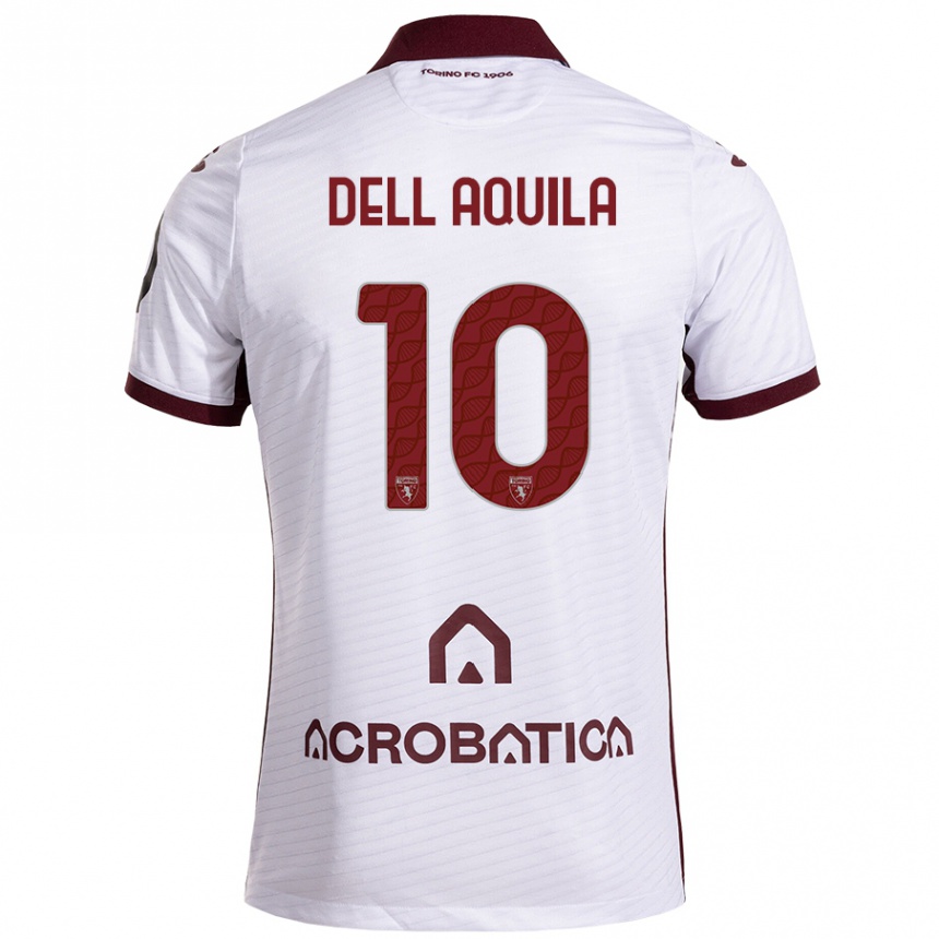 Niño Fútbol Camiseta Francesco Dell'aquila #10 Blanco Granate 2ª Equipación 2024/25 Argentina