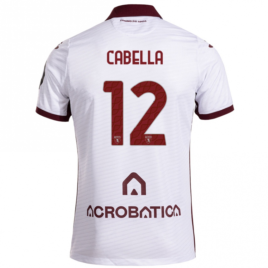 Niño Fútbol Camiseta Matteo Cabella #12 Blanco Granate 2ª Equipación 2024/25 Argentina