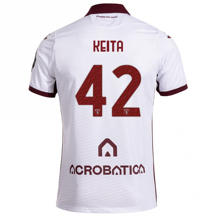 Niño Fútbol Camiseta Karamoko Keita #42 Blanco Granate 2ª Equipación 2024/25 Argentina