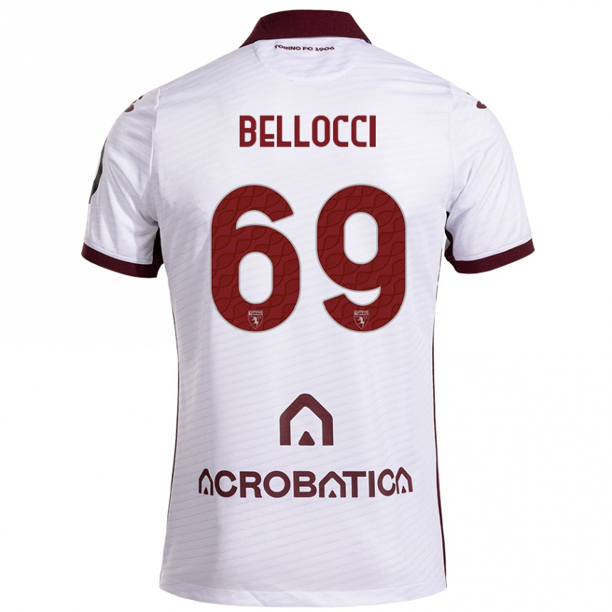 Niño Fútbol Camiseta Andrea Bellocci #69 Blanco Granate 2ª Equipación 2024/25 Argentina