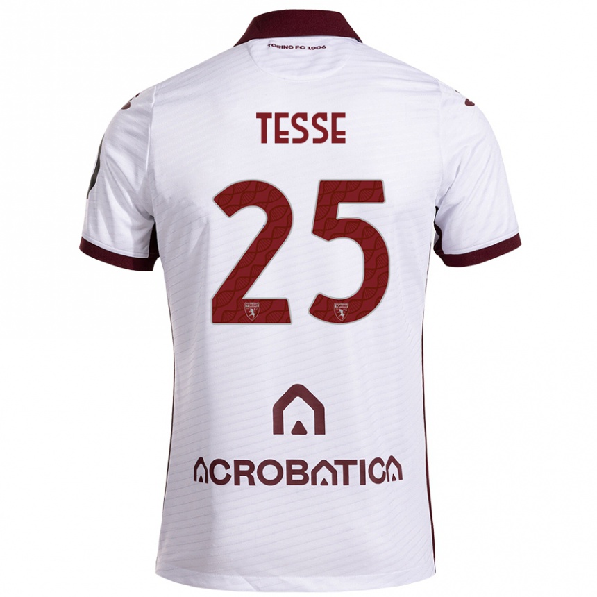 Niño Fútbol Camiseta Manuela Tesse #25 Blanco Granate 2ª Equipación 2024/25 Argentina