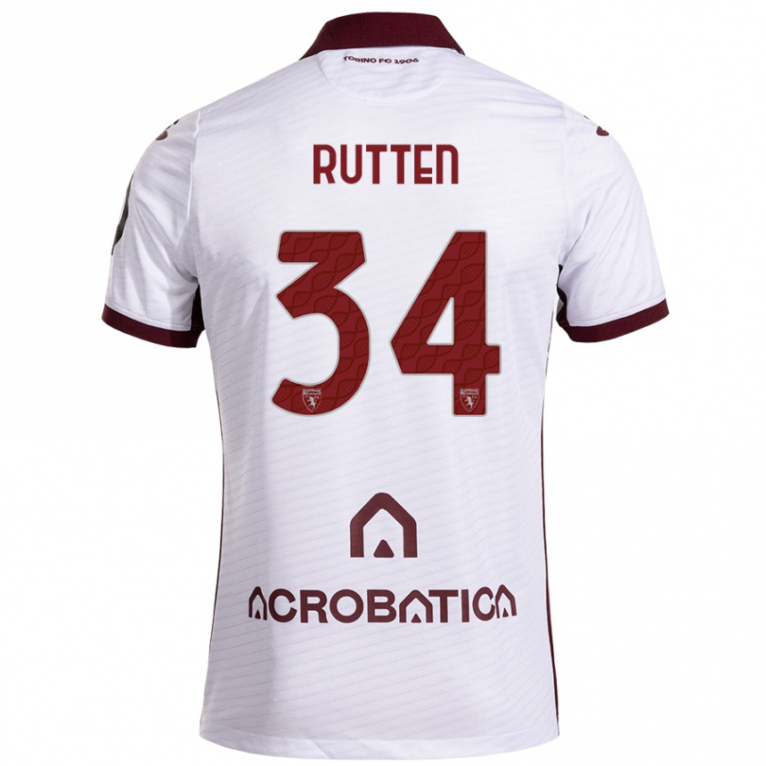 Niño Fútbol Camiseta Jill Rutten #34 Blanco Granate 2ª Equipación 2024/25 Argentina