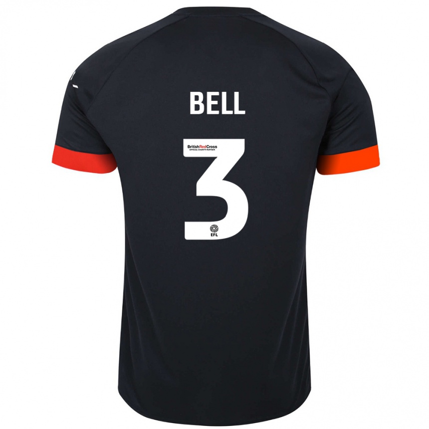 Niño Fútbol Camiseta Amari'i Bell #3 Negro Naranja 2ª Equipación 2024/25 Argentina