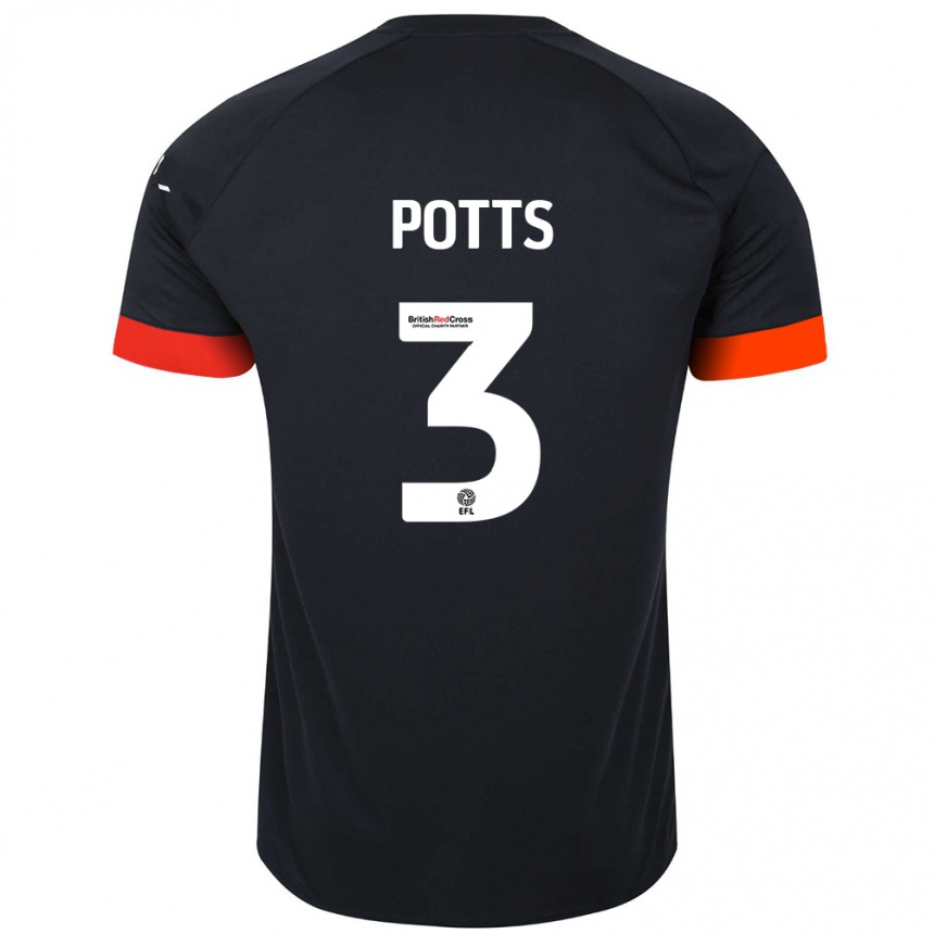 Niño Fútbol Camiseta Dan Potts #3 Negro Naranja 2ª Equipación 2024/25 Argentina