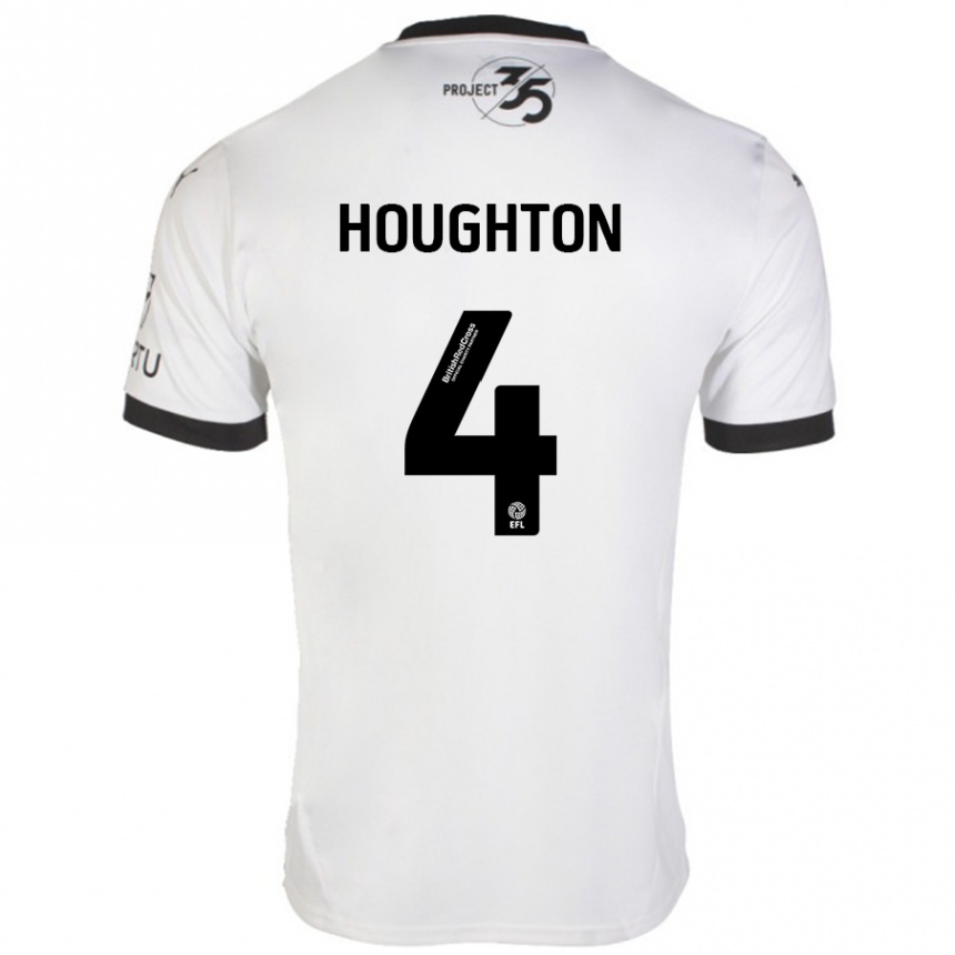 Niño Fútbol Camiseta Jordan Houghton #4 Blanco Negro 2ª Equipación 2024/25 Argentina