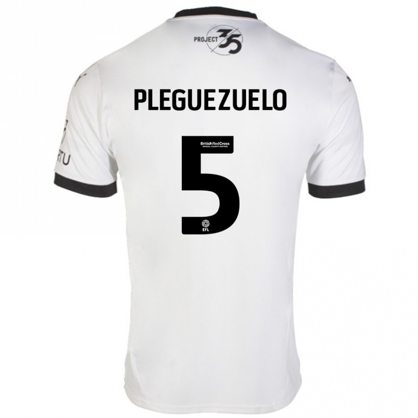 Niño Fútbol Camiseta Julio Pleguezuelo #5 Blanco Negro 2ª Equipación 2024/25 Argentina