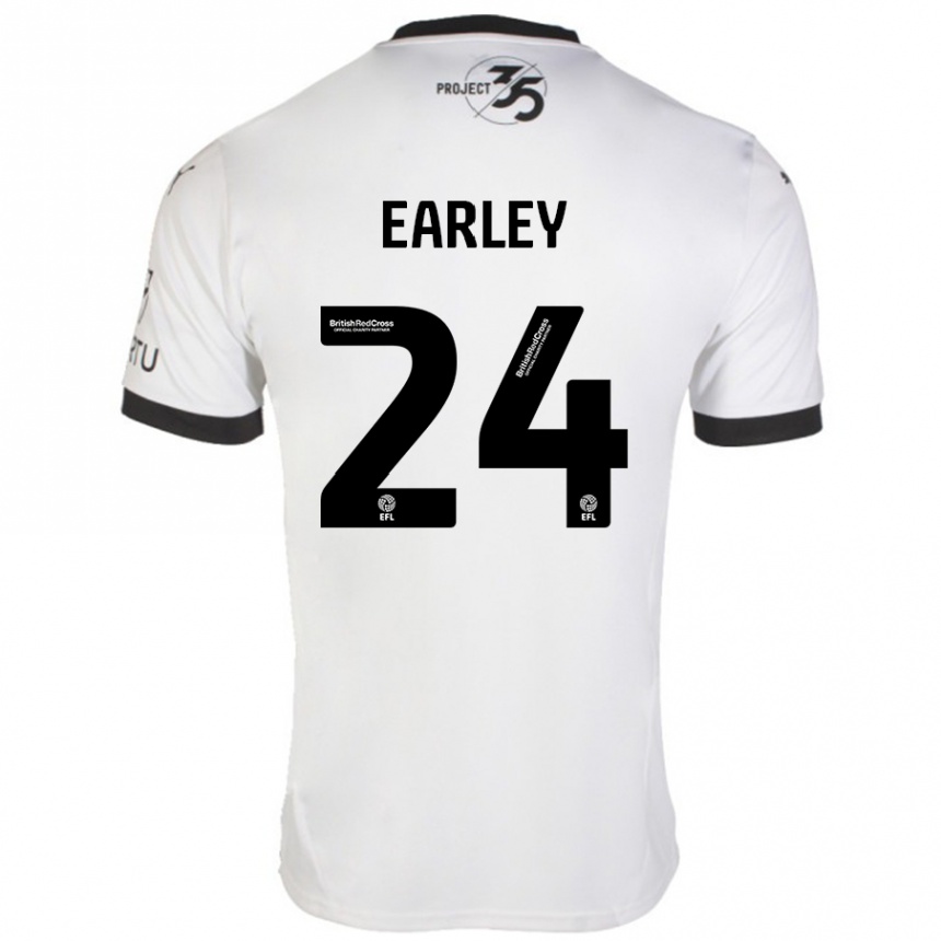 Niño Fútbol Camiseta Saxon Earley #24 Blanco Negro 2ª Equipación 2024/25 Argentina