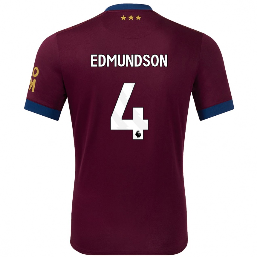 Niño Fútbol Camiseta George Edmundson #4 Marrón 2ª Equipación 2024/25 Argentina