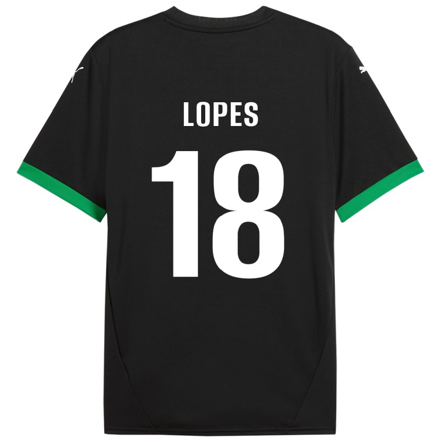 Hombre Fútbol Camiseta Emerick Lopes #18 Negro Verde Oscuro 1ª Equipación 2024/25 Argentina