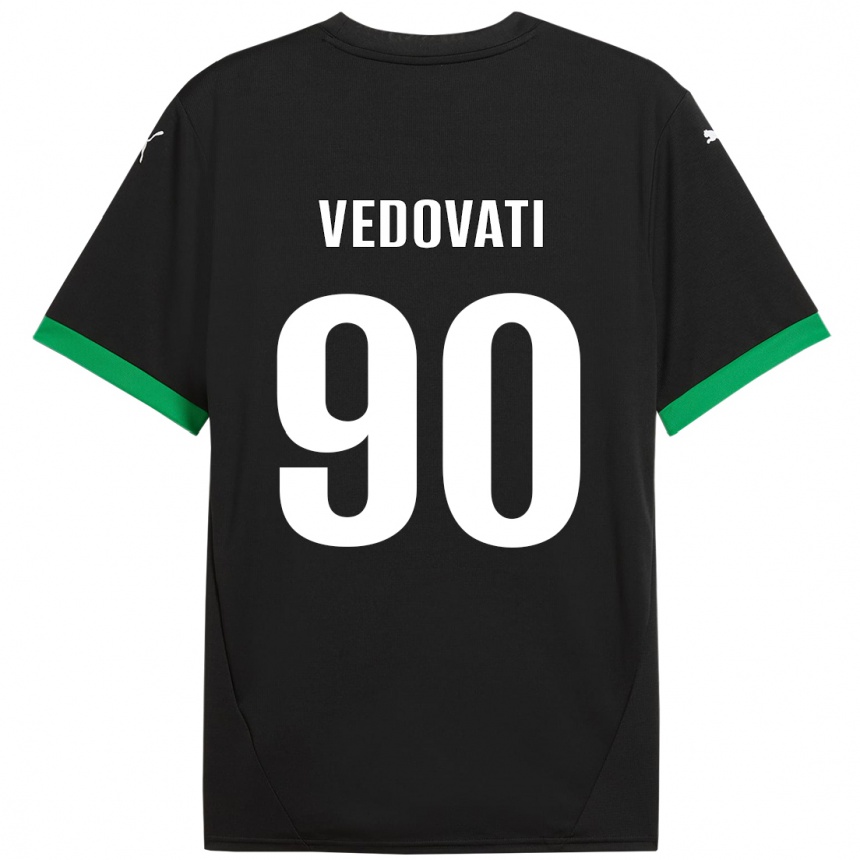 Hombre Fútbol Camiseta Gabriele Vedovati #90 Negro Verde Oscuro 1ª Equipación 2024/25 Argentina