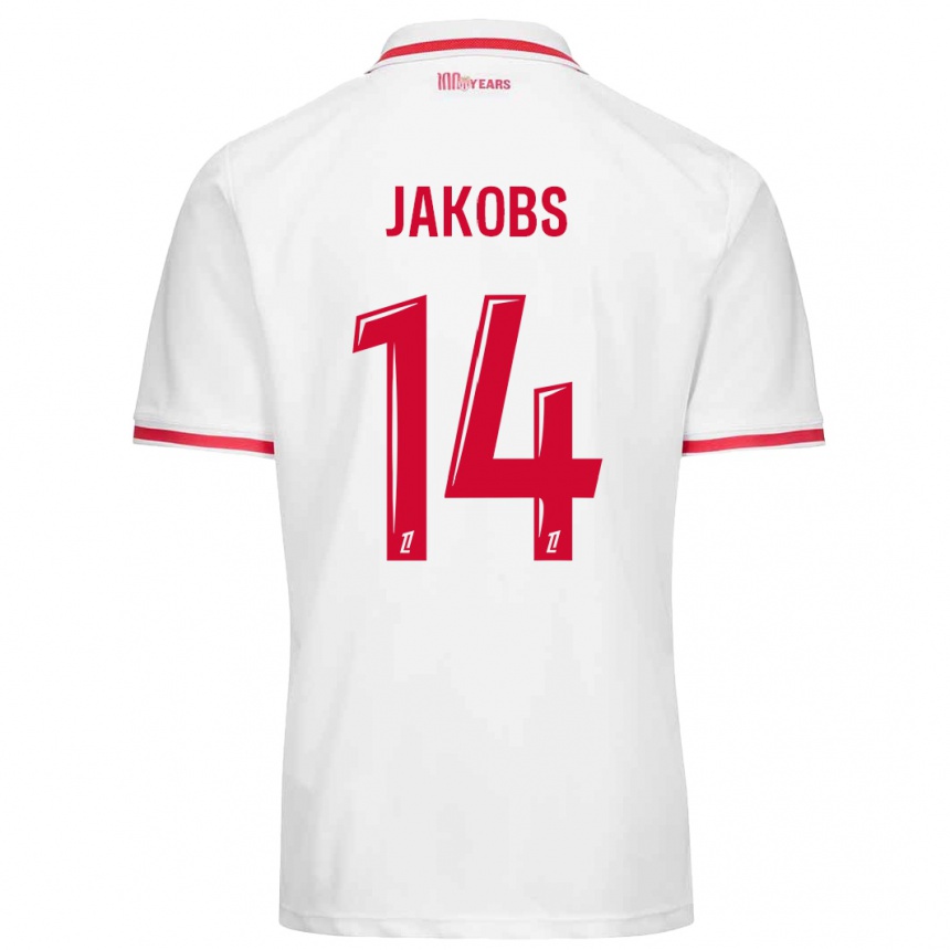 Hombre Fútbol Camiseta Ismail Jakobs #14 Blanco Rojo 1ª Equipación 2024/25 Argentina