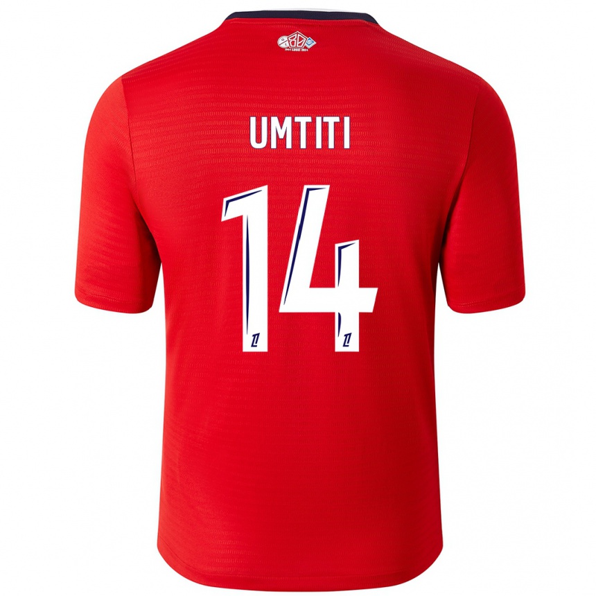 Hombre Fútbol Camiseta Samuel Umtiti #14 Rojo Blanco 1ª Equipación 2024/25 Argentina