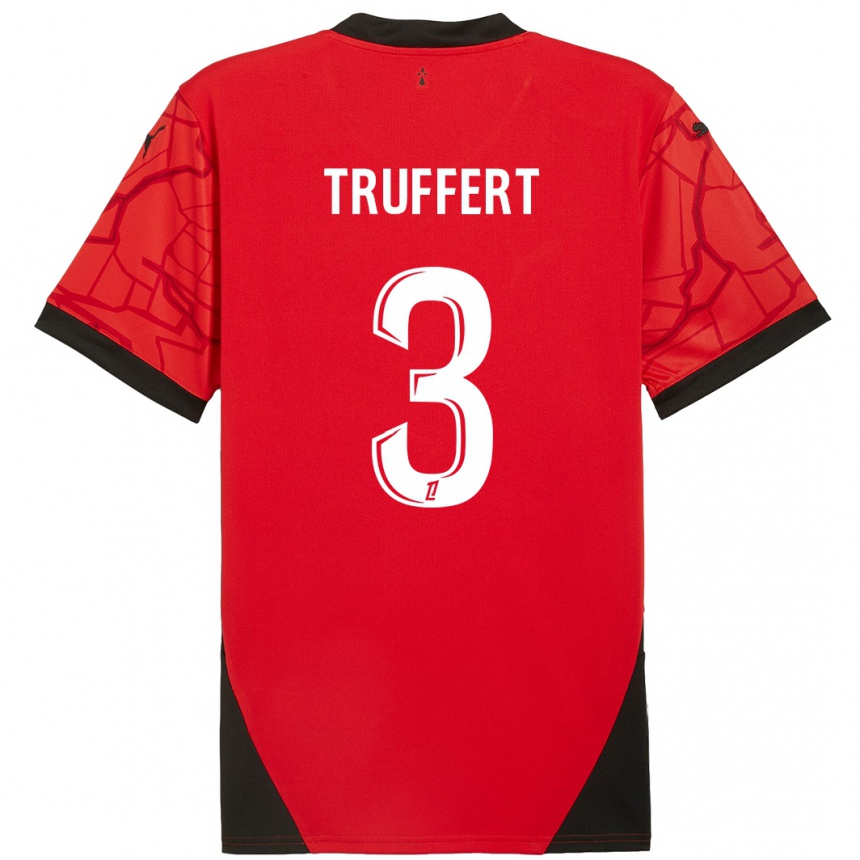 Hombre Fútbol Camiseta Adrien Truffert #3 Rojo Negro 1ª Equipación 2024/25 Argentina