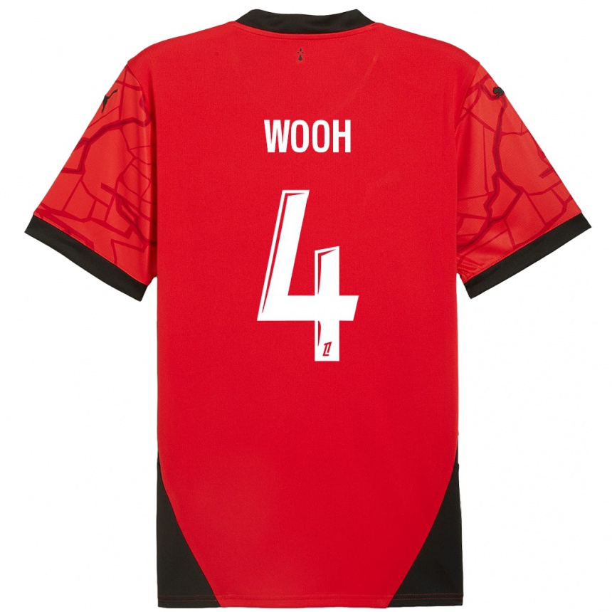 Hombre Fútbol Camiseta Christopher Wooh #4 Rojo Negro 1ª Equipación 2024/25 Argentina