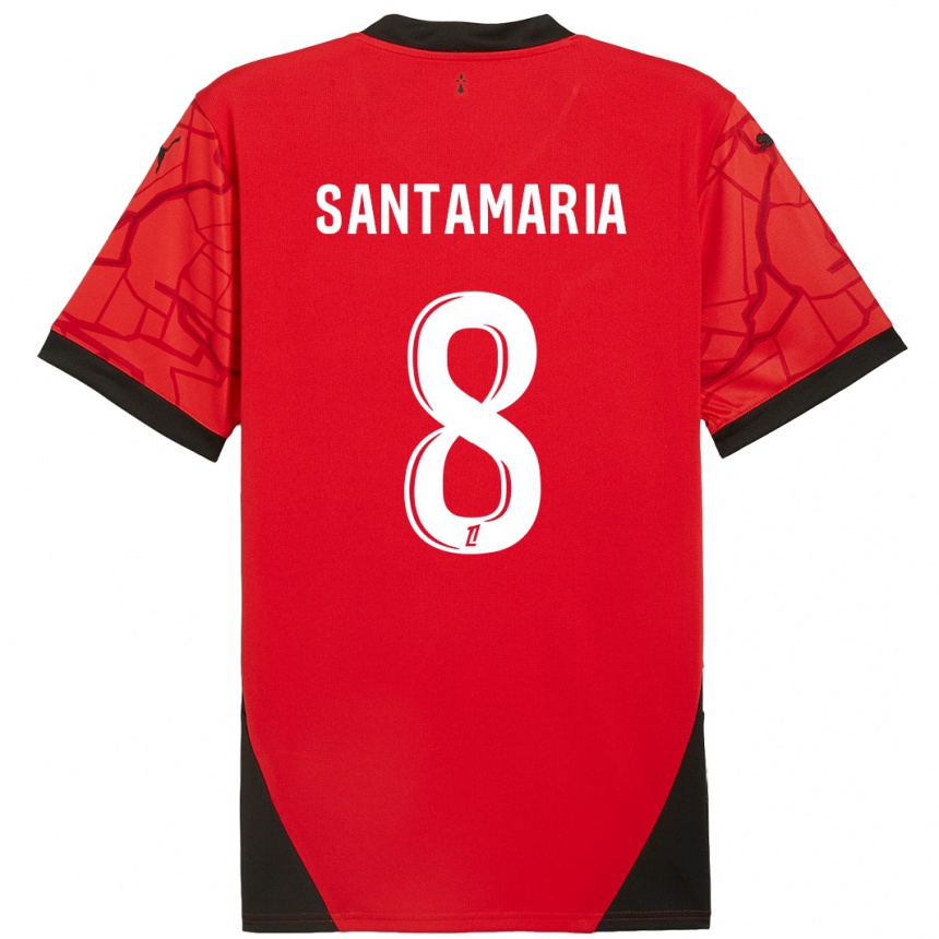 Hombre Fútbol Camiseta Baptiste Santamaria #8 Rojo Negro 1ª Equipación 2024/25 Argentina