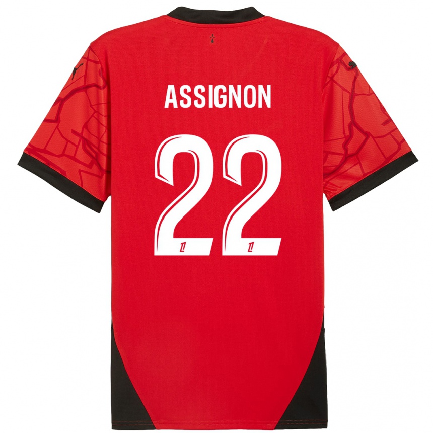 Hombre Fútbol Camiseta Lorenz Assignon #22 Rojo Negro 1ª Equipación 2024/25 Argentina