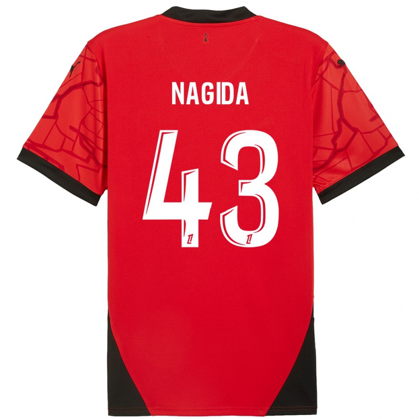 Hombre Fútbol Camiseta Mahamadou Nagida #43 Rojo Negro 1ª Equipación 2024/25 Argentina