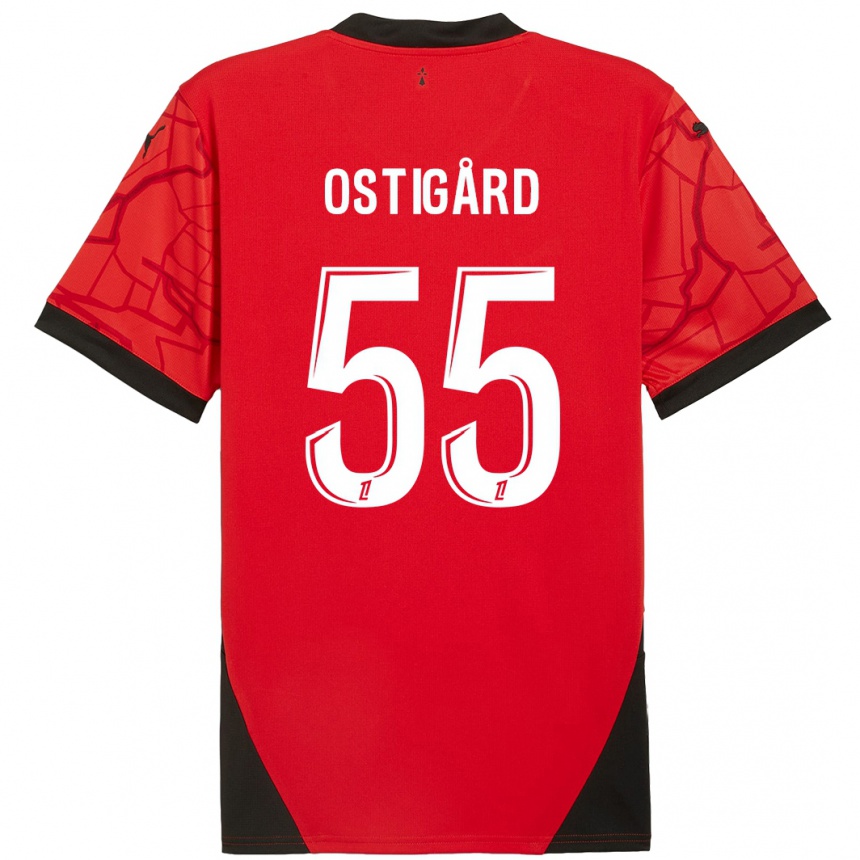 Hombre Fútbol Camiseta Leo Ostigard #55 Rojo Negro 1ª Equipación 2024/25 Argentina