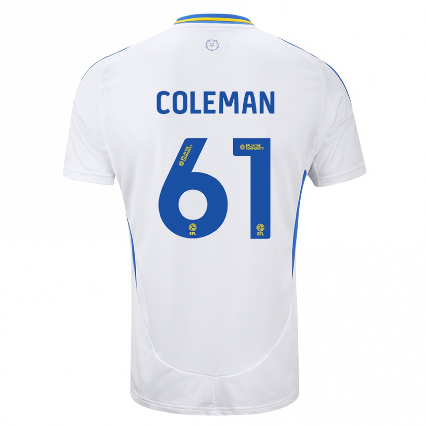 Hombre Fútbol Camiseta Cian Coleman #61 Blanco Azul 1ª Equipación 2024/25 Argentina