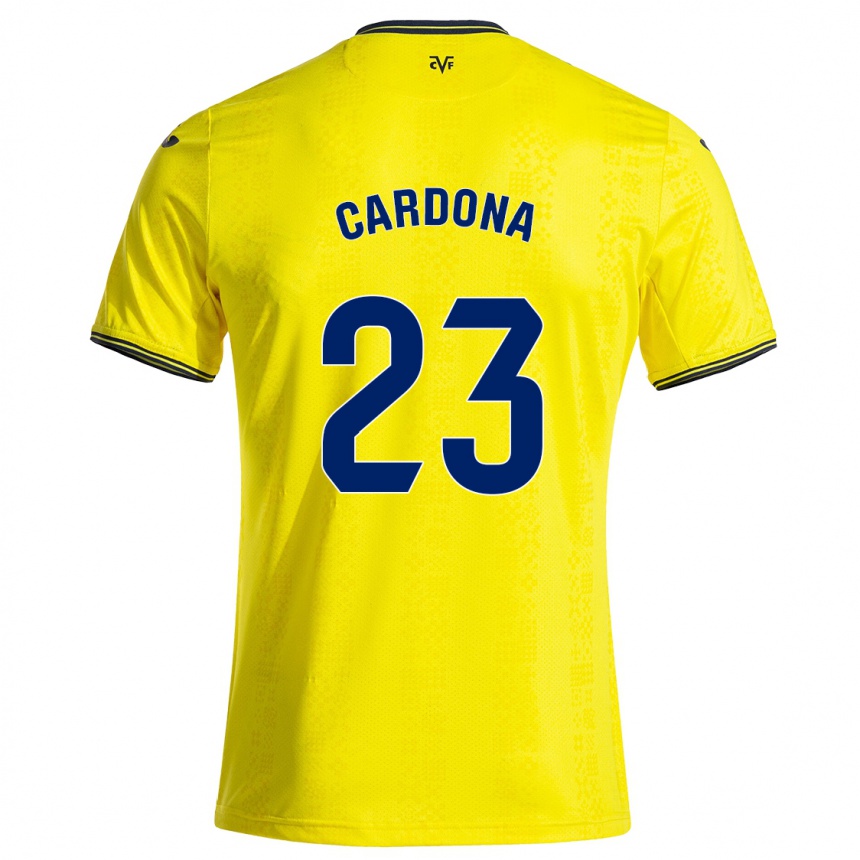 Hombre Fútbol Camiseta Sergi Cardona #23 Amarillo Negro 1ª Equipación 2024/25 Argentina