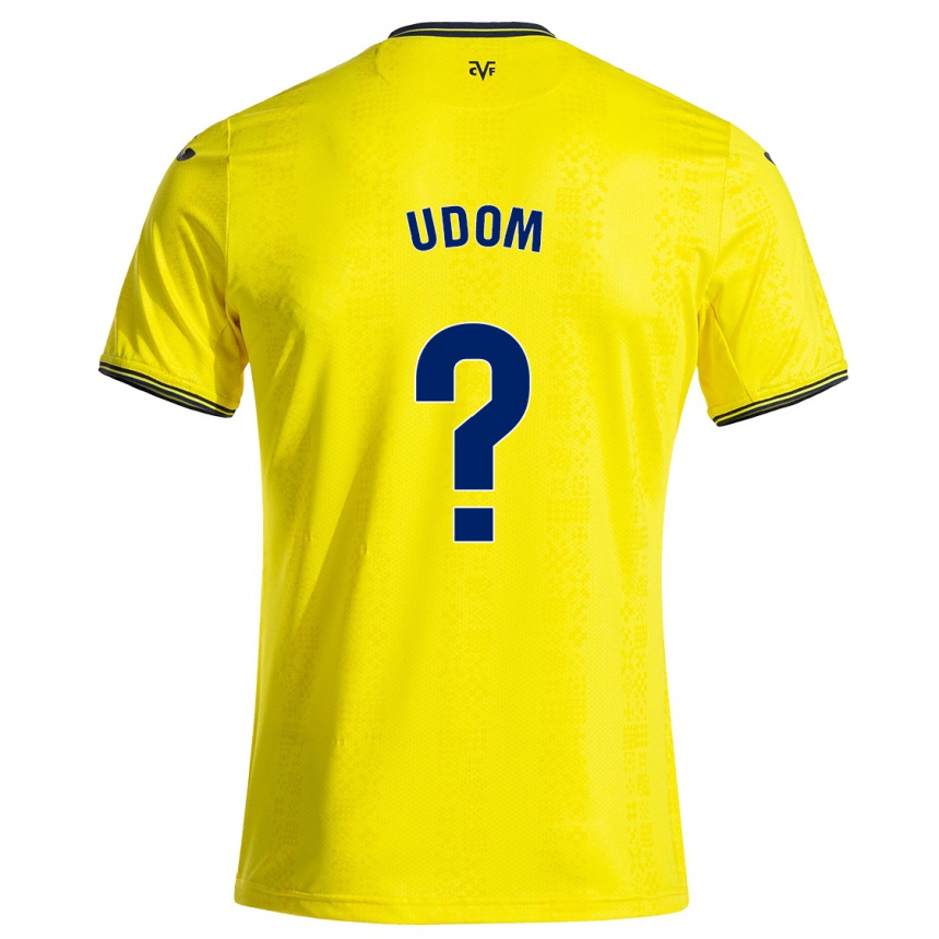 Hombre Fútbol Camiseta Ekerette Udom #0 Amarillo Negro 1ª Equipación 2024/25 Argentina