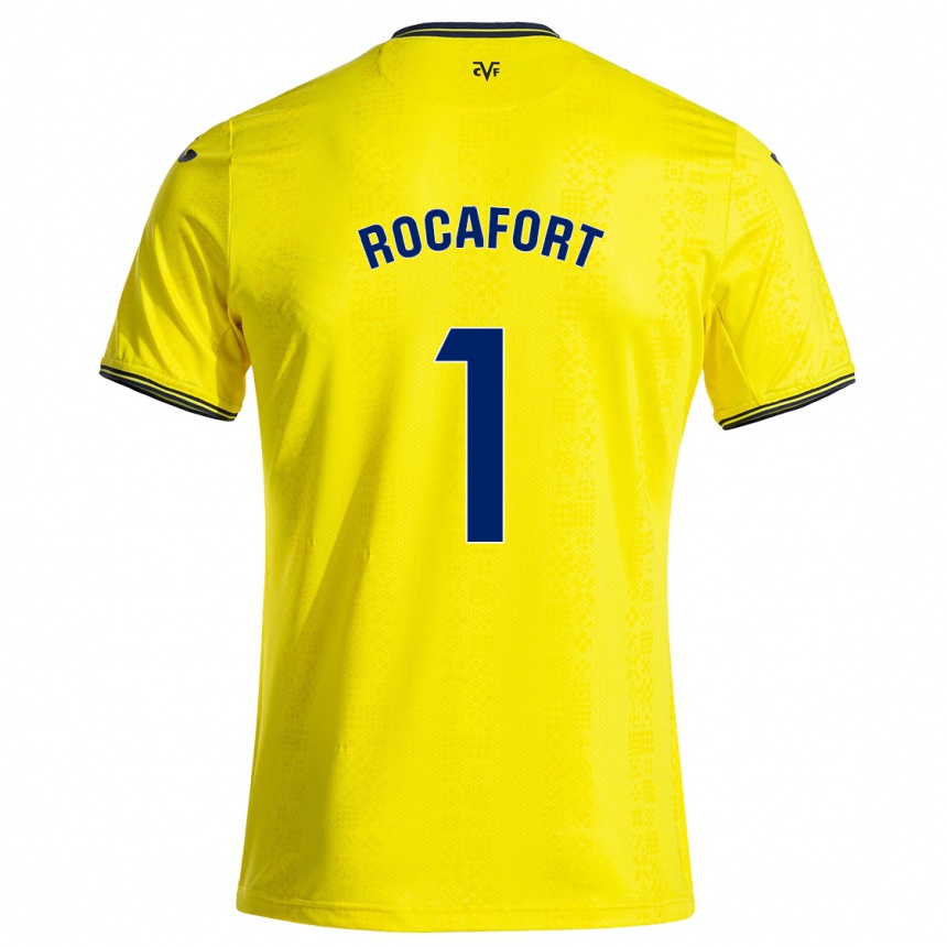 Hombre Fútbol Camiseta Rodrigo Rocafort #1 Amarillo Negro 1ª Equipación 2024/25 Argentina